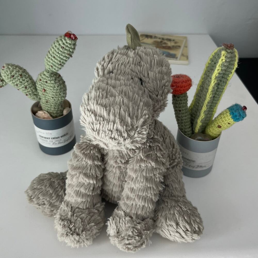 Jellycat Fuddlewuddle Dino Dinosaur Plush 9" Stuffed Animal Soft Lovey GUC